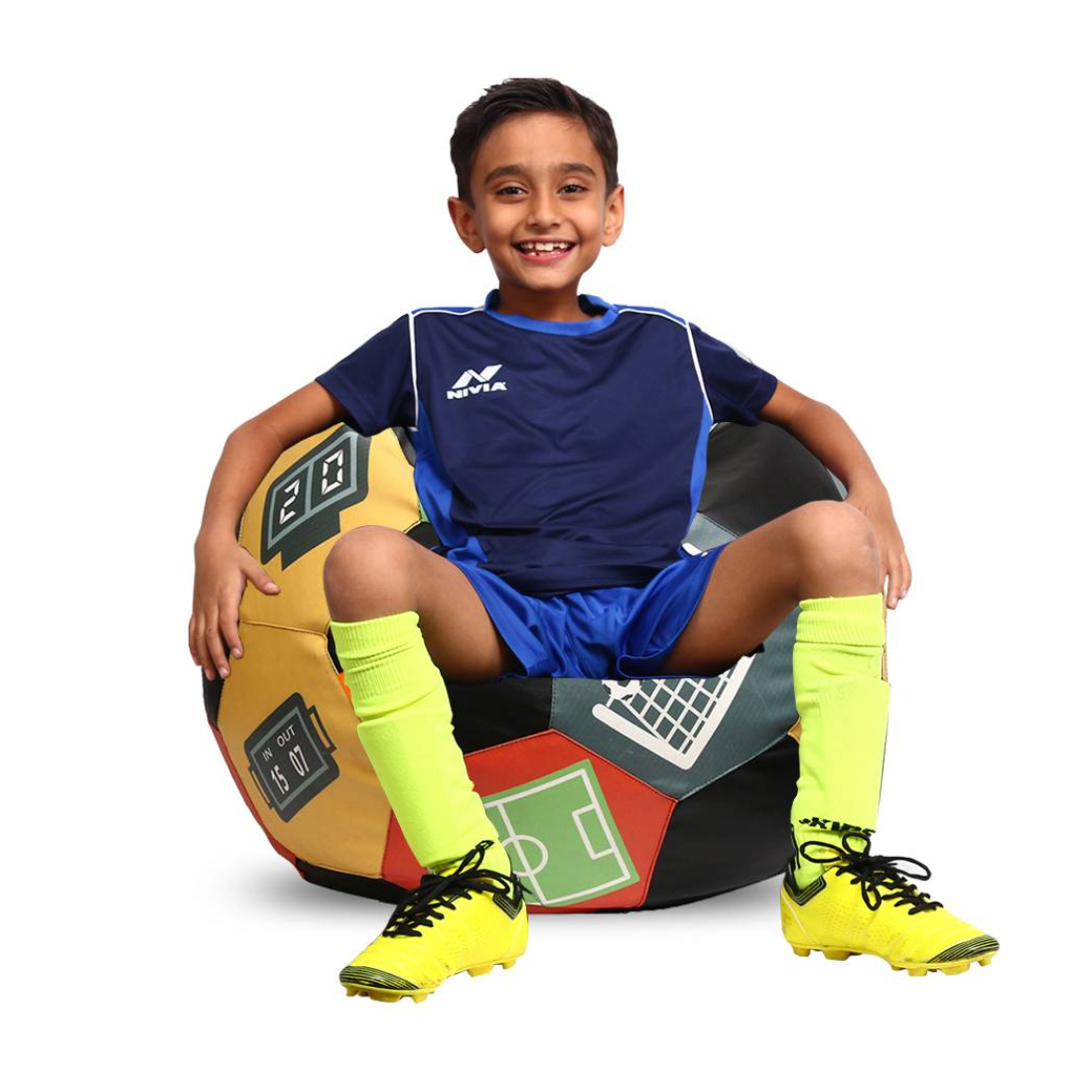 Orka Digital Printed Kids Foorball With Mathching Footstool Filled Bean Bag With Beans (FB52 Multicolor) view 2